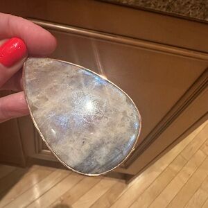 Very rare: Iridescent Blue flash Moonstone with Sunstone Teardrop copperPendant